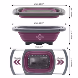 Purple Collapsible Silicone Kitchen Colander/Strainer