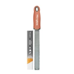 Zester Grater in Cinnamon Orange for Citrus Fruits, Hard Cheese, Ginger, Chocolate and Nutmeg with Fine Stainless Steel