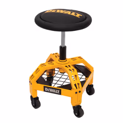 DEWALT Heavy-Duty Metal Rolling Stool for Shop or Garage  Padded 360-degree Swivel Seat  Durable Steel Frame  Adjustable