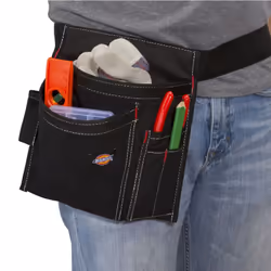 Dickies 5-Pocket Single Side Tool Belt Pouch/Work Apron  Durable Canvas Construction  Adjustable Belt for Custom Fit  Black