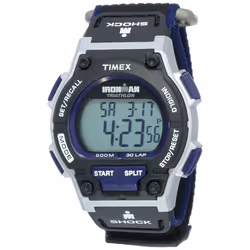 Timex Men's T5K198 Ironman Endure 30 Shock Full-Size Black/Silver-Tone/Blue Fast Wrap Watch