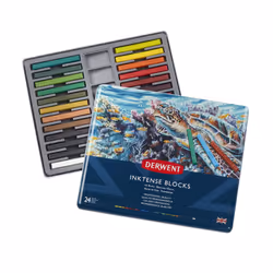 Derwent Inktense Blocks 24 Tin Set of 24 8mm Block Soft Texture Wa