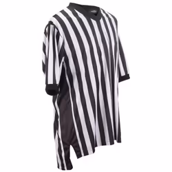 Adams USA Smitty Performance Interlocking Elite Side Panel V-Neck Referee Shirt Black/White Small