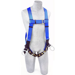 3M Protecta First AB17560 Fall Protection 5-Point Adjustment Full Body Harness, Back And Side D-Rings, Tongue Buckle Leg Straps, Universal, Blue/Blac