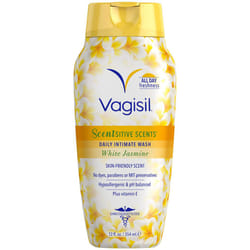 Vagisil Scentsitive Scents Daily Intimate Feminine Wash for Women - White Jasmine, Gynecologist Tested, Fresh and Gentle on Skin, 12 Fluid Ounce, Pack