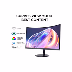 KOORUI 24-Inch Curved Computer Monitor- Full HD 1080P 75Hz Gaming Monitor 1500R Monitor HDMI VGA, Tilt Adjustment, Eye Care