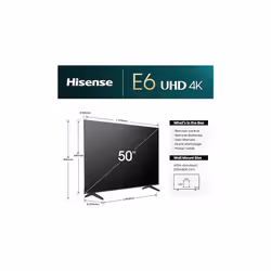 Hisense 50 Inch 4K Smart TV 50E6NTUK Dolby Vision Game Mode plus