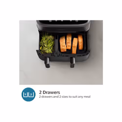 Philips Dual Basket Airfryer 3000 Series, 9L, 2 Drawer Air Fryer (NA350/00)