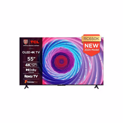 TCL 55RC650K 55-inch QLED Pro Television, 4K Ultra HD, Roku TV (Smart TV with Dolby Vision & Audio, HDR 10+, compatible with  ...