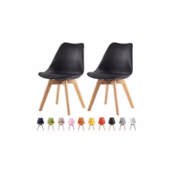Direct Set of 2 Dining Chairs Wooden Legs Soft Cushion Pad Stylish DELUXE Retro Lounge Dining Office