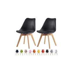 Direct Set of 2 Dining Chairs Wooden Legs Soft Cushion Pad Stylish DELUXE Retro Lounge Dining Office