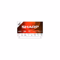 SHARP 32FH2KAW 32-Inch HD Ready Smart Frameless Android TV in White with Active Motion 400, Freeview Play