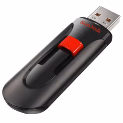 SanDisk Cruzer Glide, 128 GB, USB Type-A, 2.0, Slide, Black, Red