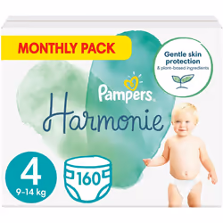 Pampers Baby Nappies Size 4 (9-14 kg / 20-31 lbs), Harmonie, 160 Nappies, MONTHLY SAVINGS PACK, Premium Cotton and Plant-Base ...