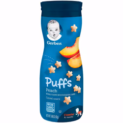 Gerber, Puffs Cereal Snack, Crawler, 8+ Months, Peach, Crawler, 42 g