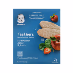 Gerber, Teething Wafers, 7+ Months, Strawberry Apple Spinach