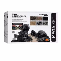 Fluval Stone Rock Aquarium Aquascaper Decoration Bundle Kit - Black Stone