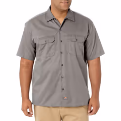 Dickies Mens Short-Sleeve Work Shirt Silver gray Small