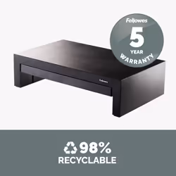 Fellowes Computer Monitor Stand with 3 Height Adjustments - Designer Suites Monitor Riser with Storage Tray - Ergonomic Adjustable Monitor Stand for Computers - Max Weight 18KG/Max Size 21" - Black/Pearl - Additional view 6