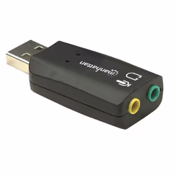Manhattan USB-A Sound Adapter, USB-A to 3.5mm Mic-in and Audio-Out ports, 480 Mbps (USB 2.0), supports 3D and virtual 5.1 surround sound, Hi-Speed USB, Black, Three Year Warranty, Blister - Additional view 5