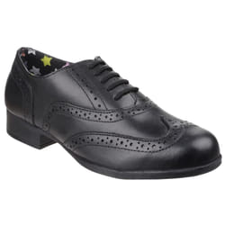 ) Hush Puppies Kada Junior Leather Girls's Black Brogues - Black, 3 (Adults'