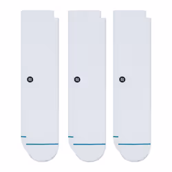 Stance Icon 3 Pack, Crew socks, White, Adult, Female, S, Cotton, Elastane, Nylon, Polyester