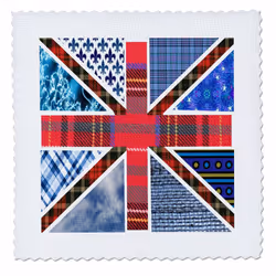 3dRose Contemporary Trendy Patterned Union Jack English Flag - Modern Great Britain United Kingdom England - Quilt Square  6  ...