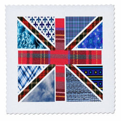 3dRose Contemporary Trendy Patterned Union Jack English Flag - Modern Great Britain United Kingdom England - Quilt Square  6 by 6-Inch (qs_58322_2)