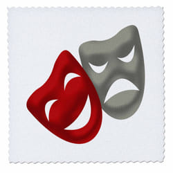 3dRose One Gray Drama Mask and One Red Drama Mask - Quilt Square  12 by 12-Inch (qs_222674_4)