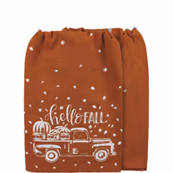 PBK Primitives by Kathy 109981 Hello Fall Dish Towel Halloween Square Cotton 28 x 28