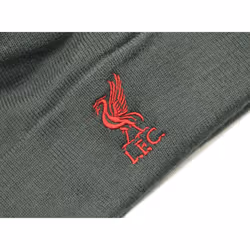 Liverpool Bronx Liverbird Knitted Turn Up Hat Charcoal Red