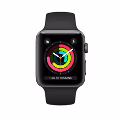 Apple Watch AppleВ SeriesВ 3 GPS, 38mm Space Grey Aluminium Case with Black Sport Band