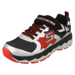 ) Boys Skechers Zipperz Casual Trainers Perplex 95971L - UK 9.5 Child, Black/Silver/Red (Black