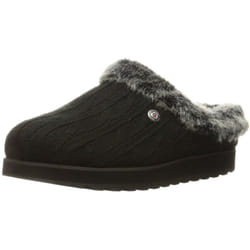 ) Skechers Womens Keepsakes Knit Ice Angel Fluffy Trim Mule Slippers - Black, UK Size 3 (EU 36, US 6
