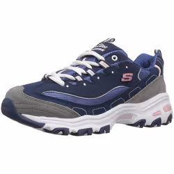 Skechers Women's D'Lites Memory Foam Lace-up Sneaker  Navy White  7.5 M US