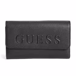 GUESS Logo Embossed Flap Wallet Clutch Bag
