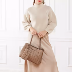 GUESS Eco Brenton Girlfriend Satchel  Latte Logo