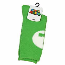 Nintendo Super Mario Luigi Logo Cozy Adult Crew Socks