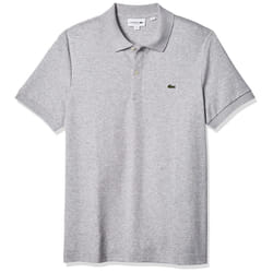 Lacoste Men's Short Sleeve Pima Jersey Interlock Regular Fit Polo  Sil