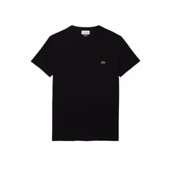 Lacoste Mens Short Sleeve Crew Neck Pima Cotton Jersey T-Shirt  Black  Large