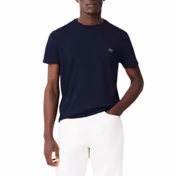 Lacoste Mens Short Sleeve Crew Neck Pima Cotton Jersey T-Shirt  Navy Blue  Medium