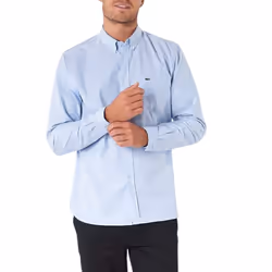 LACOSTE CH4976 Mens Oxford Shirts Cotton Formal Top - Sky Blue, L