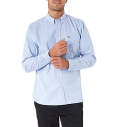 LACOSTE CH4976 Mens Oxford Shirts Cotton Formal Top - Sky Blue, L