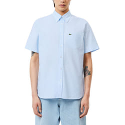 LACOSTE CH4976 Mens Oxford Shirt Short Sleeve - Sky Blue, M