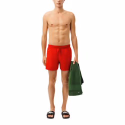 Lacoste Mens Shorts MH6270 Summer Swimwear - Red, S