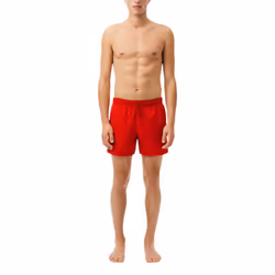 Lacoste Mens Shorts MH6270 Summer Swimwear - Red, M