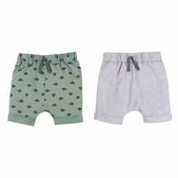 Lamaze Baby Boys' Super Combed Natural Cotton Athletic Style Shorts  2 Pack  Gray/Green  6 Months