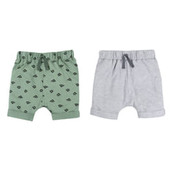 Lamaze Baby Boys' Super Combed Natural Cotton Athletic Style Shorts  2 Pack  Gray/Green  6 Months