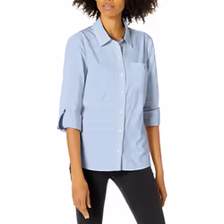 Tommy Hilfiger Women's Button Collared Shirt with Adjustable Sleeves
