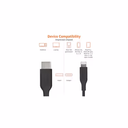 USB 2.0 Type-C to Lightning Cable (MFi Certified), 0.9 m, Black